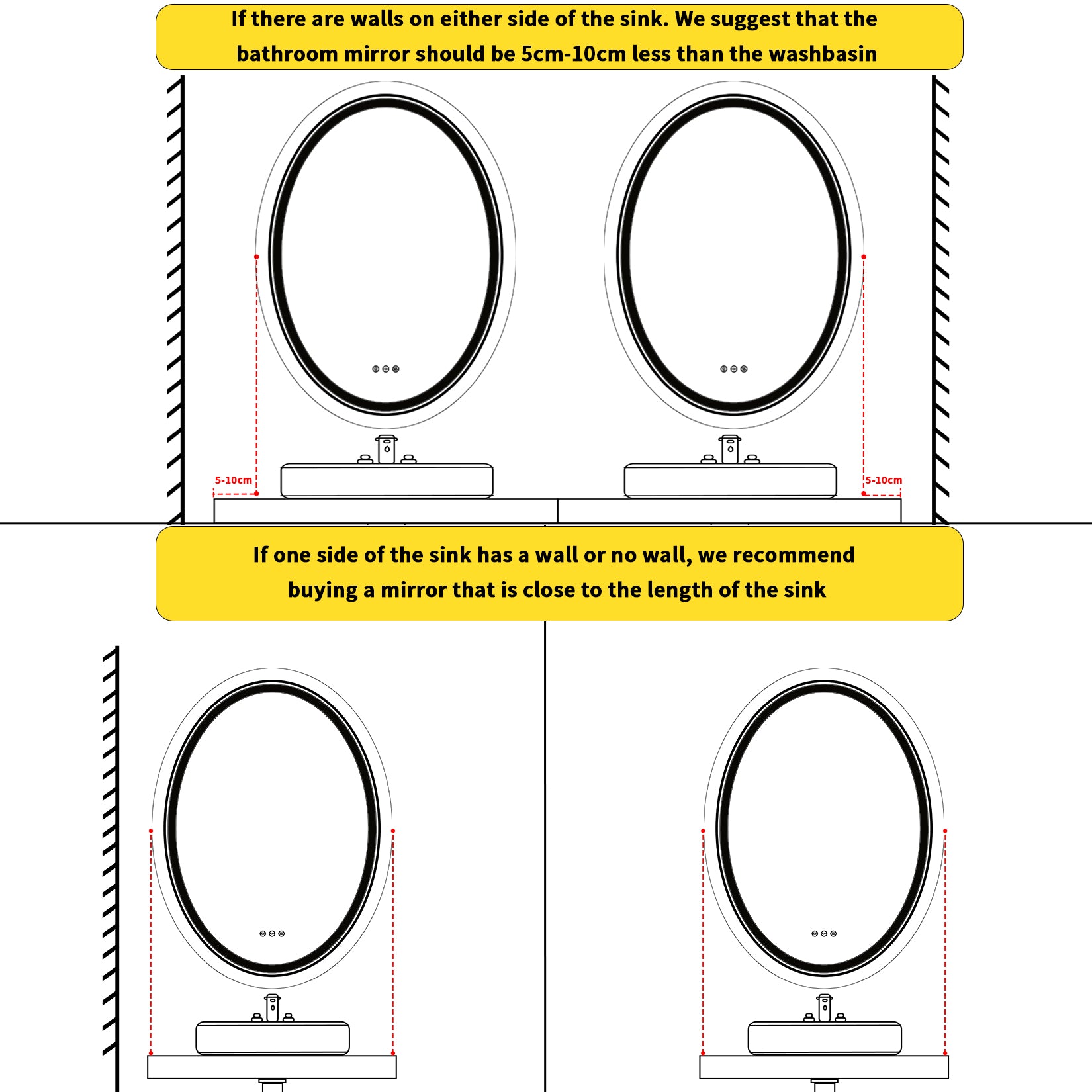 Oval Illuminated Bathroom Mirror