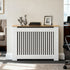 FATIVO Radiator Cover | Intenal Height 90.5cm | Vertical Slatted White Radiator Cover w/ Wood-grain Top, MDF Heater Cover