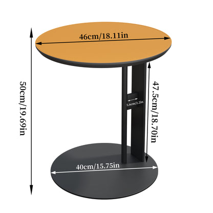 C-Shaped Side Table Display Table with Microfiber Saddle Leather Tabletop