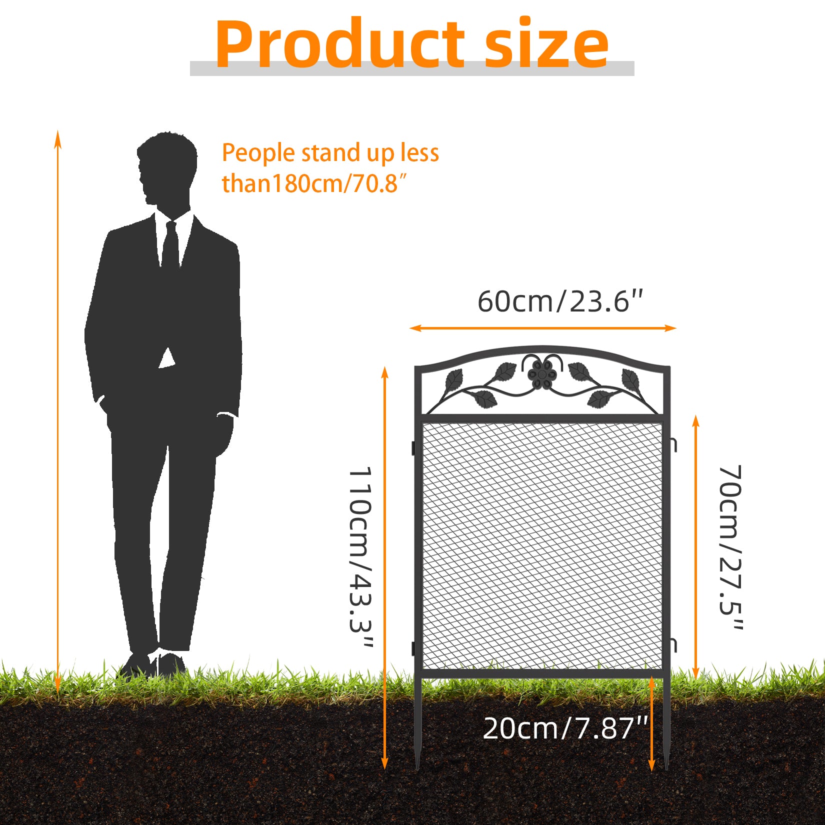 Metal Garden Fence: 5 Panels Garden Fences Heavy Dog Playpen Fences Animal Barrier