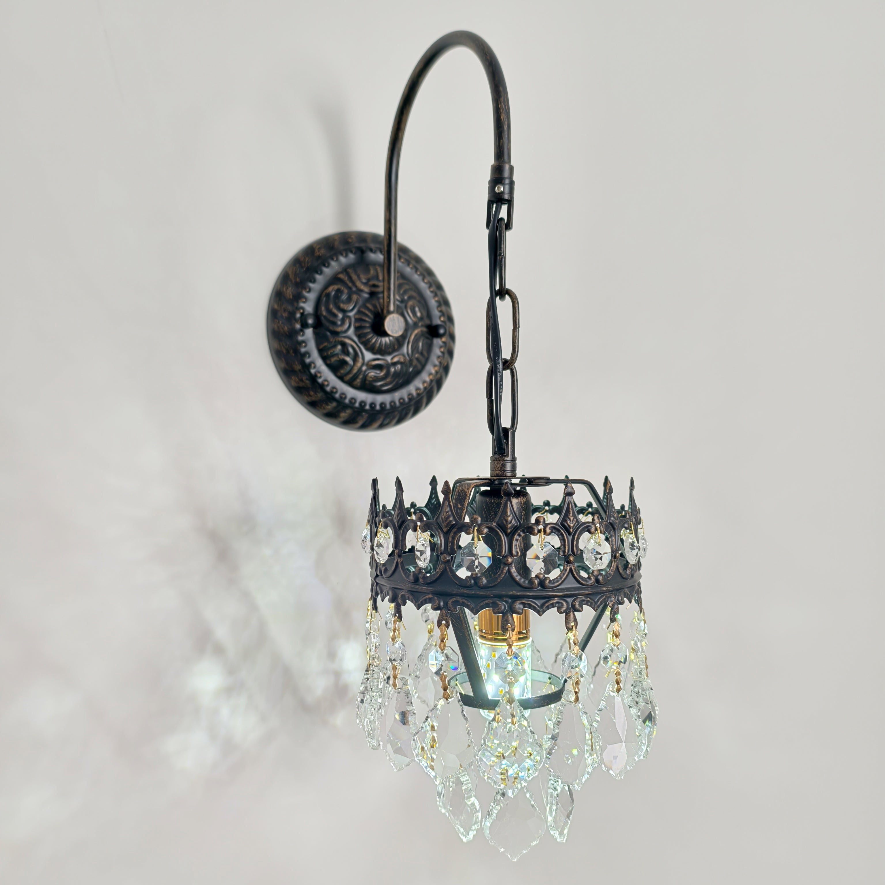 Crystals Wall Sconce: American Vintage Hardwired Crystal Wall Sconces Lighting Fixture