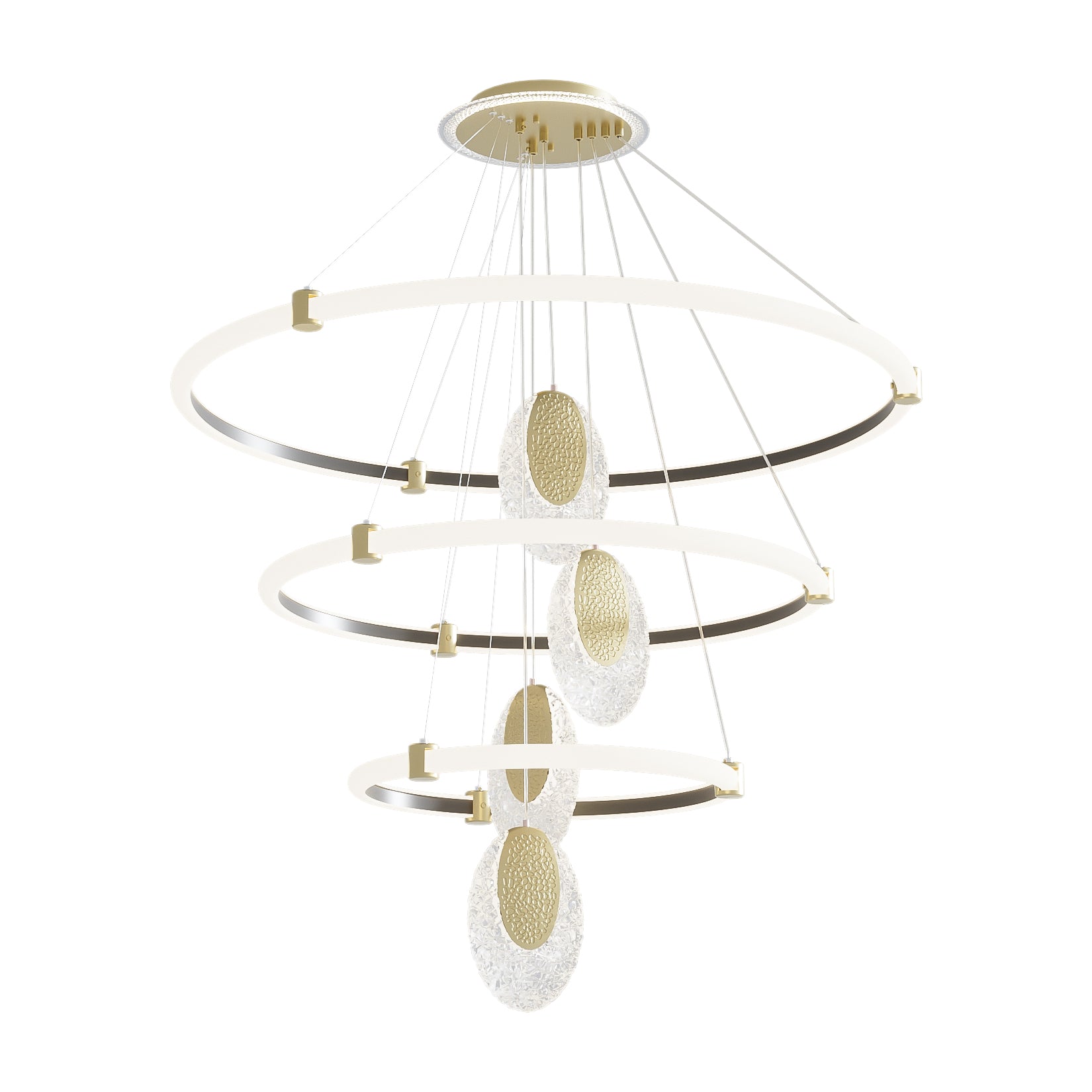 1-Layer/ 2-Layers/ 3-Layers Ceiling Chandelier Lamp with Acrylic Waterdrop Accents Round Circle Lamp Pendant Lighting Fixture