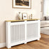 FATIVO Radiator Cover | Intenal Height 90.5cm | Vertical Slatted White Radiator Cover w/ Wood-grain Top, MDF Heater Cover