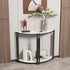 Half Moon Console Table with Open Shelf Sintered Stone-top Living Room Hallway Storage Table