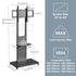TV Floor Stand on Wheels with Storage Shelves Trolley TV Mount for 32’’-65'' TV LCD