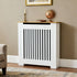FATIVO Radiator Cover | Intenal Height 90.5cm | Vertical Slatted White Radiator Cover w/ Wood-grain Top, MDF Heater Cover