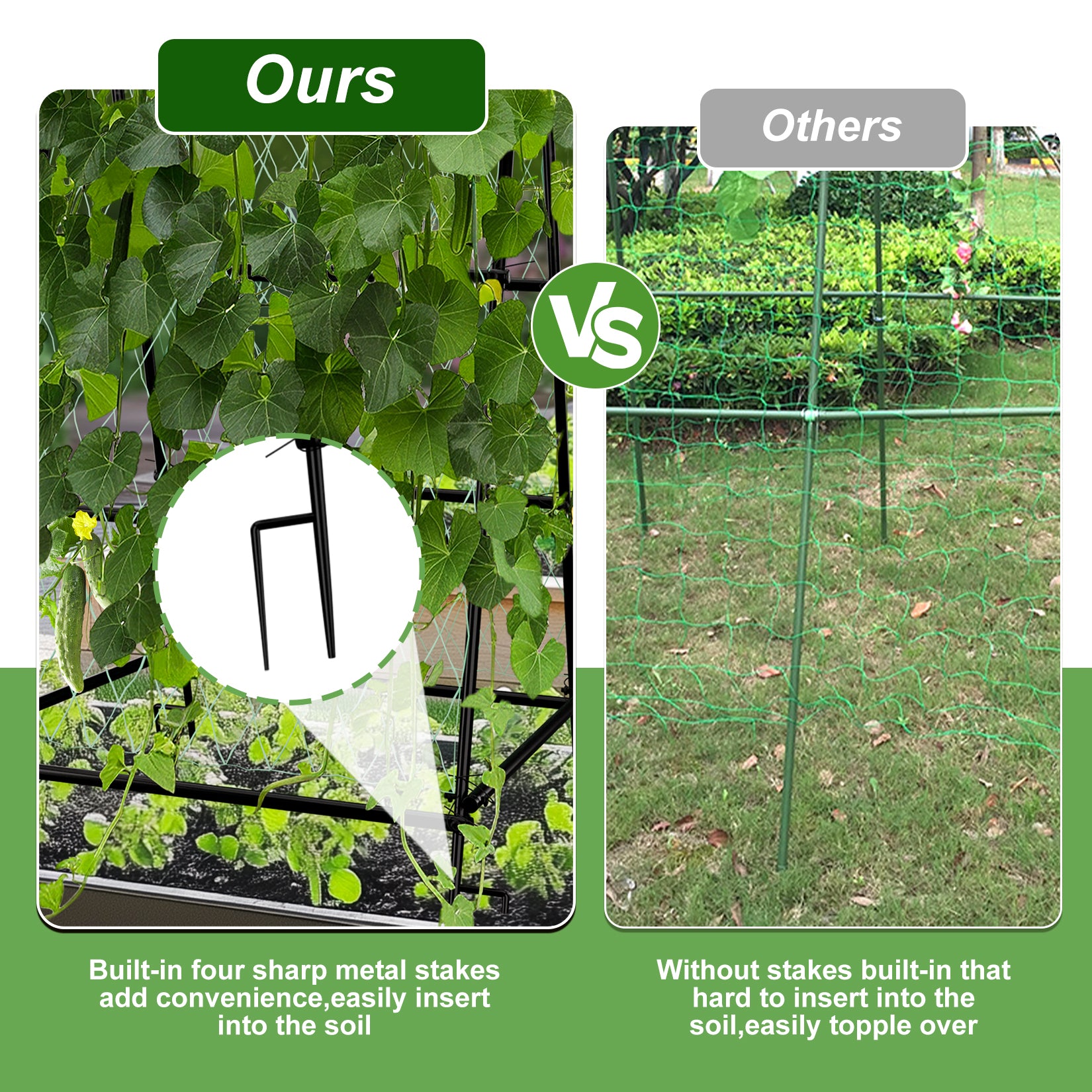 A Frame Cucumbers Trellis Garden Trellis for Climbing Plants with Nylon Netting