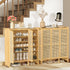 Bamboo Shoe Cabinet: 6 Tier Shelves Shoe Storage Cabinet with Hollow Doors Shoe Rack for Entryway