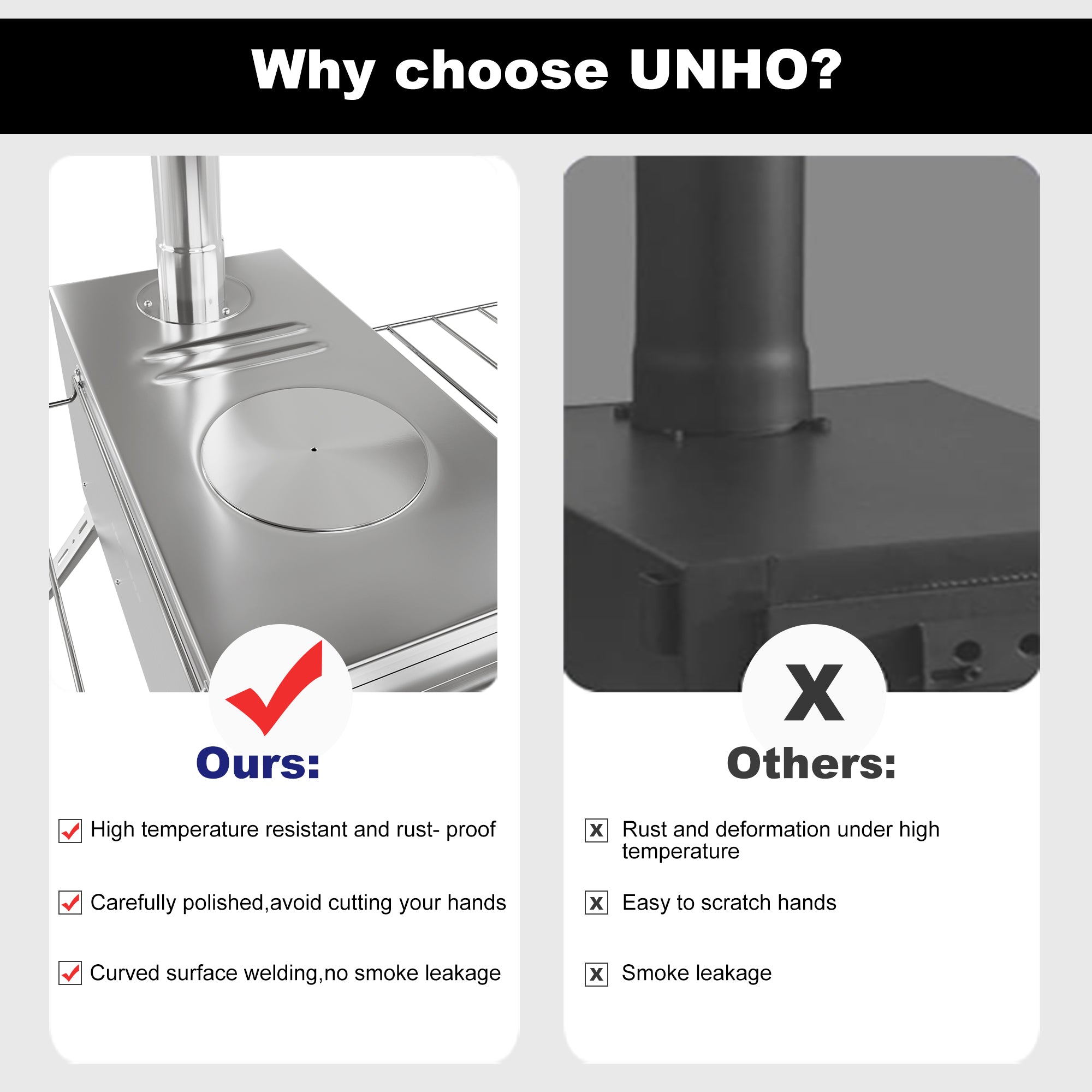 Outdoor Camping Tent Wood Burner Stove Fire Pit with 7 Chimney Pipes