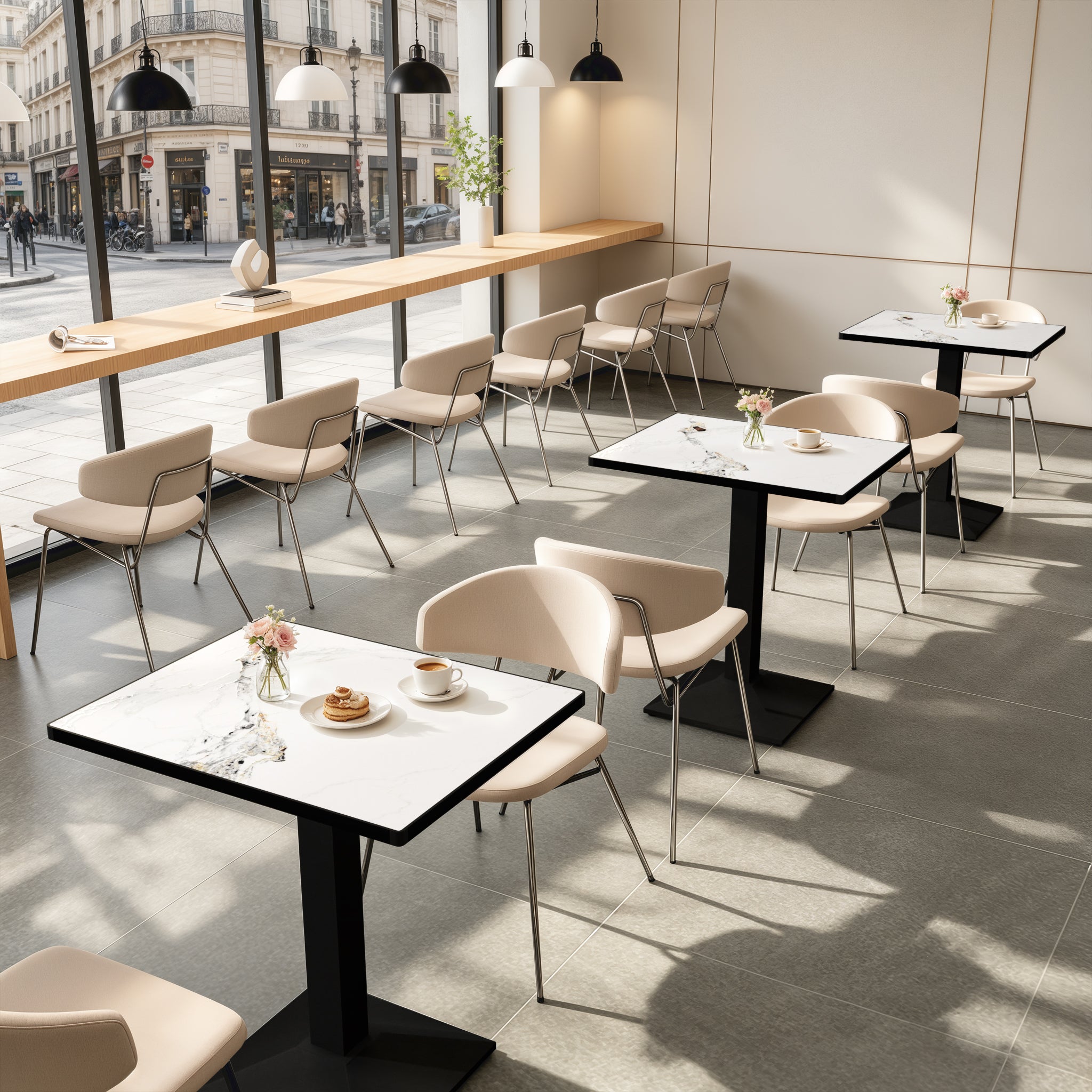 Square Kitchen Dining Table No Chairs Sintered Stone Top Leisure Bistro Tulip Table for 2-4 People