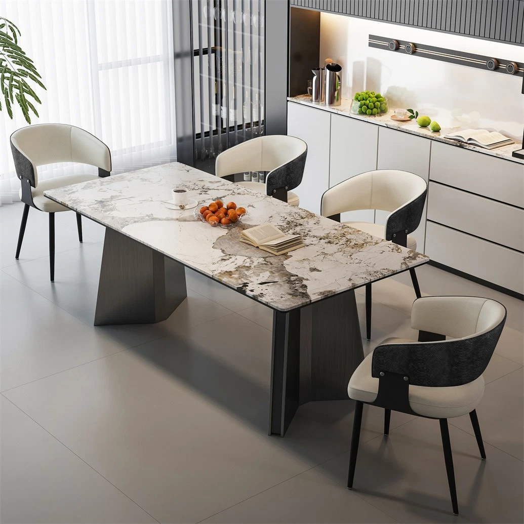 Set of 1/ 2 Microfiber Leather Upholstered Dining Chairs with Wide Seat Leisure Kitchen Chairs
