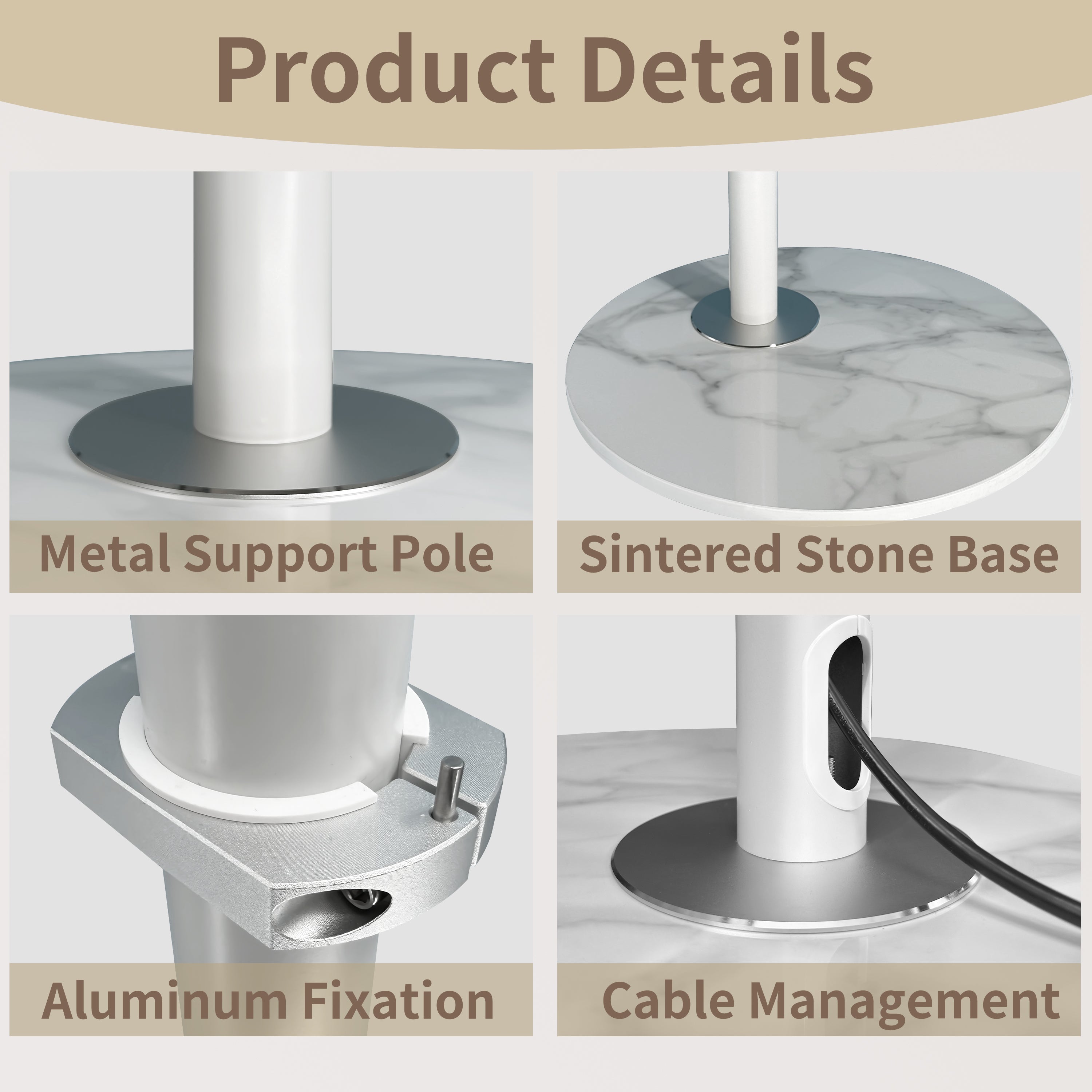 Floor TV Stand: Minimalist TV Floor Stand for 40”-75” TV Stand with Sintered Stone Base for Living Room, Max Load of 40KG