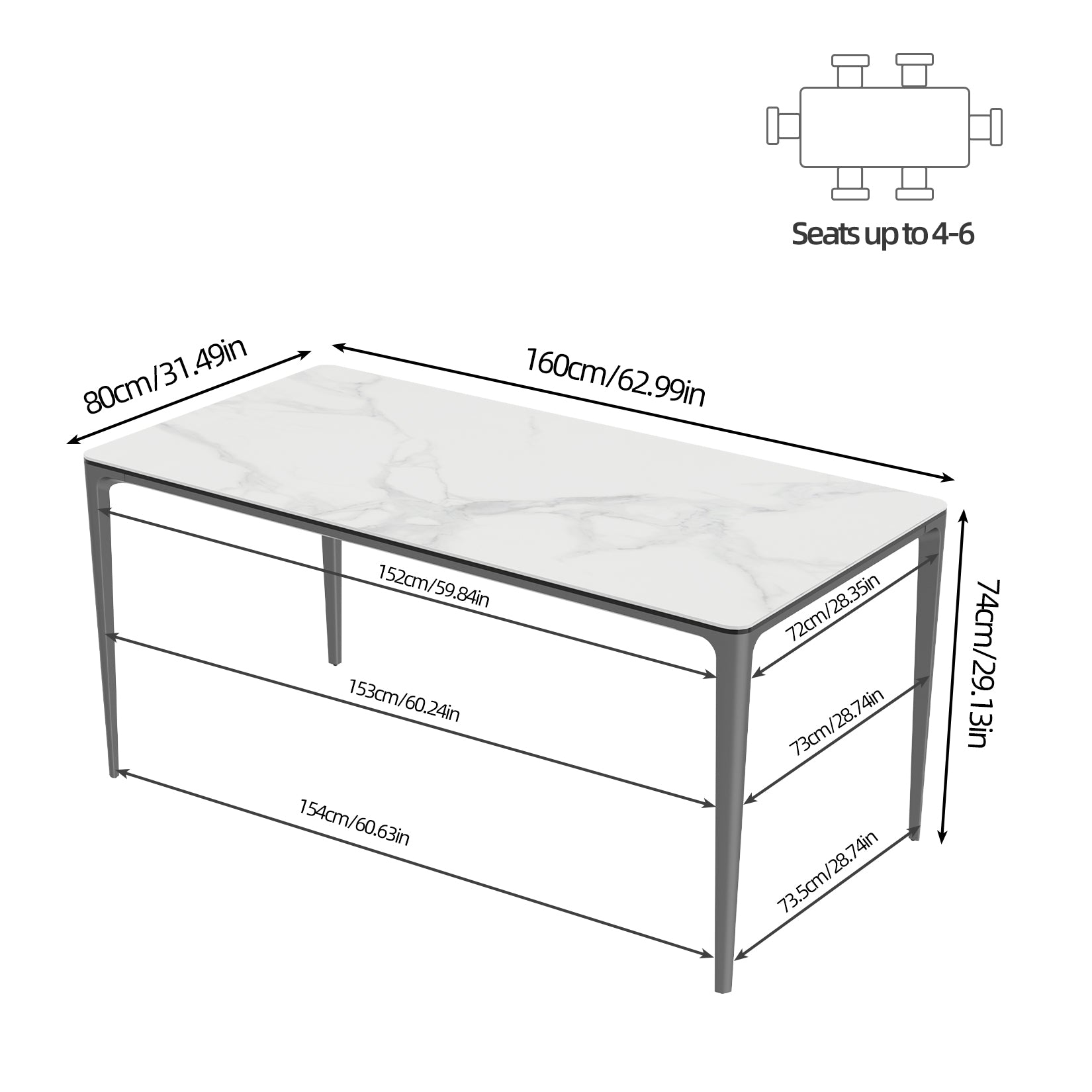 Deluxe Dining Table with Sintered Stone Tempered Glass Top