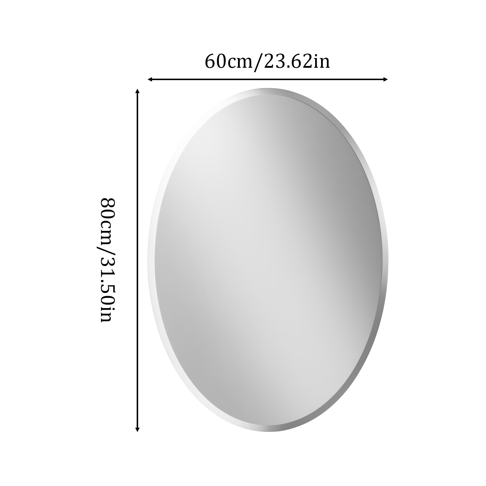 Frameless Oval Wall Glass Mirror Bathroom Silver Vanity Mirror