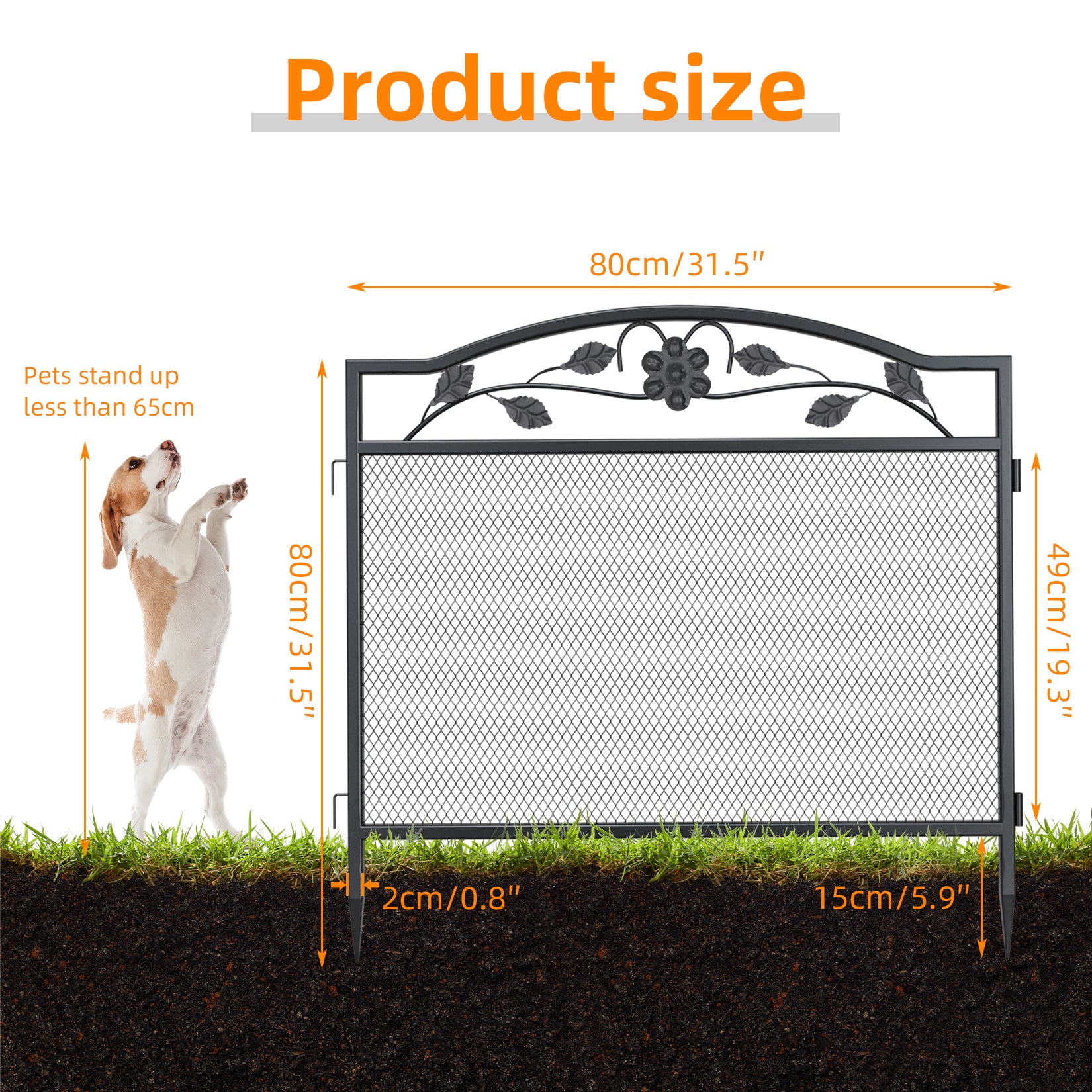 5Panels Garden Fence Anti-rust Thicken Metal Wire Panel Fencing Border