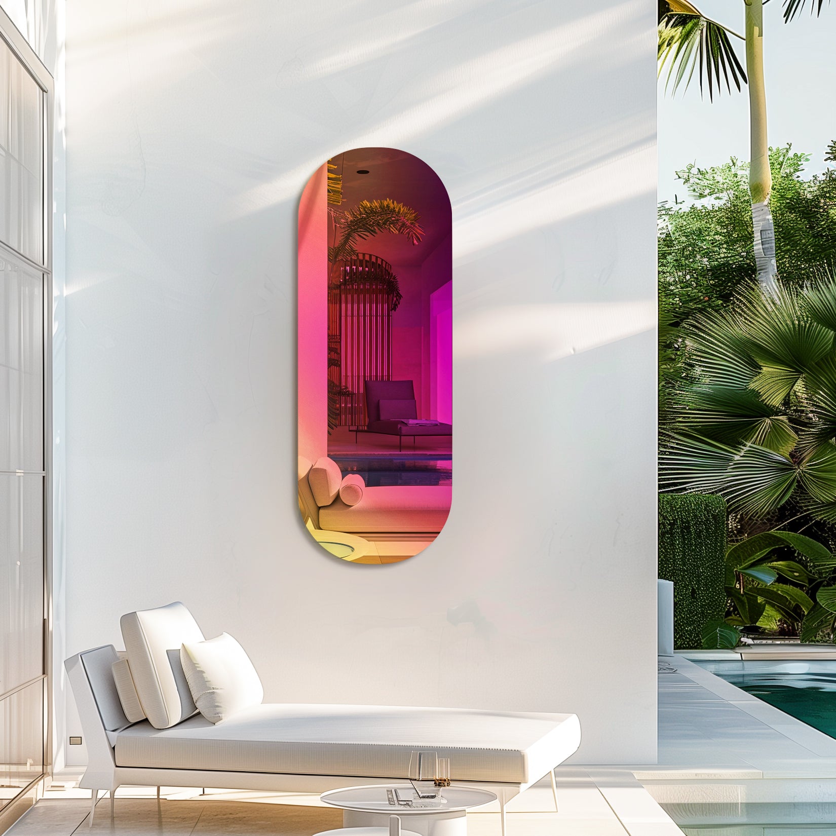 Long Oblong Iridescent Effect Wall Mirror with Iridescent Effect Dazzling Glass Mirror