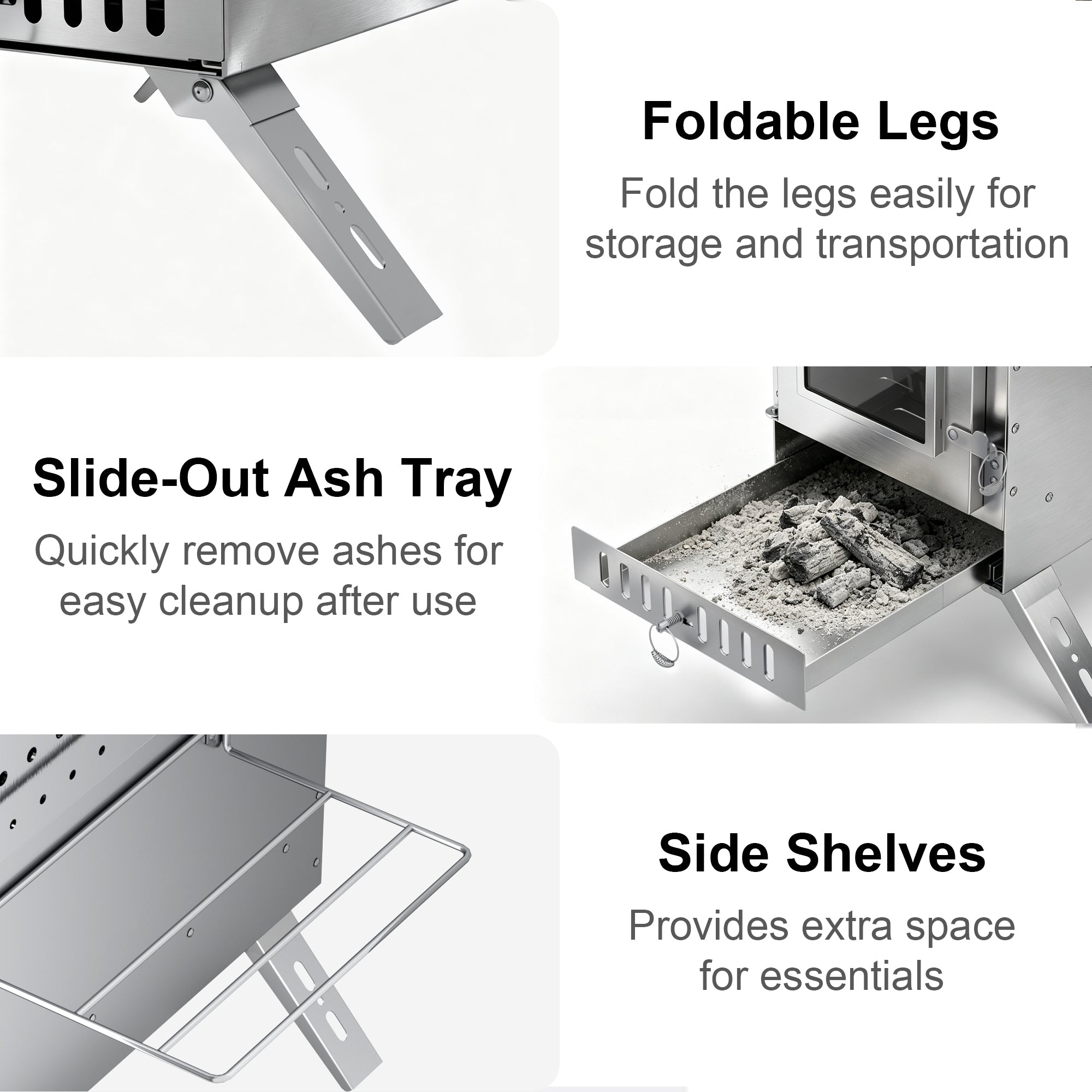 Wood Burning Sauna Stove Kit: 2 in 1 Portable Stainless Steel Heater Tent Stove for Outdoor Tents, Outdoor Sauna Hot Tent Stove with Chimney Pipes