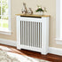 FATIVO Radiator Cover | Intenal Height 90.5cm | Vertical Slatted White Radiator Cover w/ Wood-grain Top, MDF Heater Cover