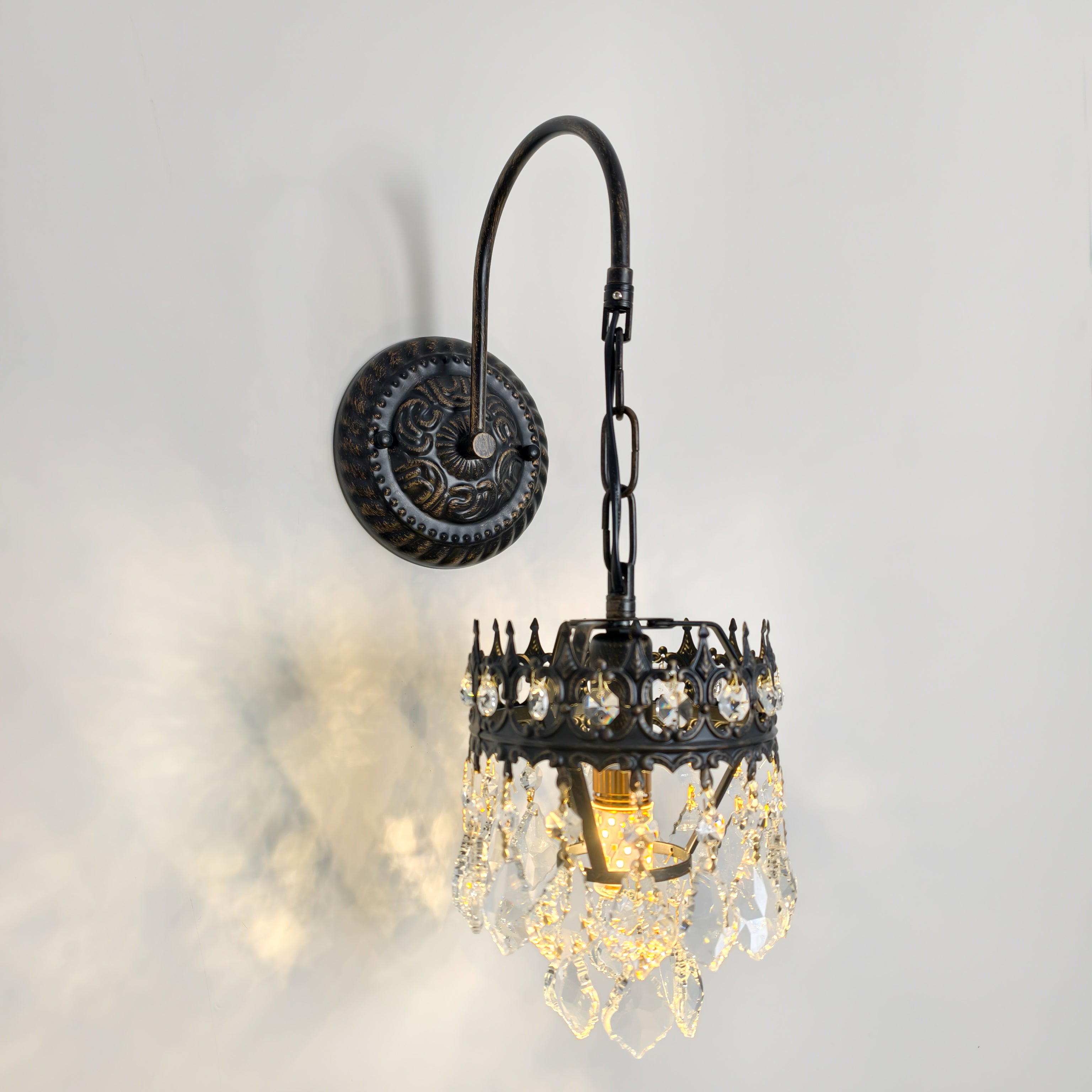 Crystals Wall Sconce: American Vintage Hardwired Crystal Wall Sconces Lighting Fixture