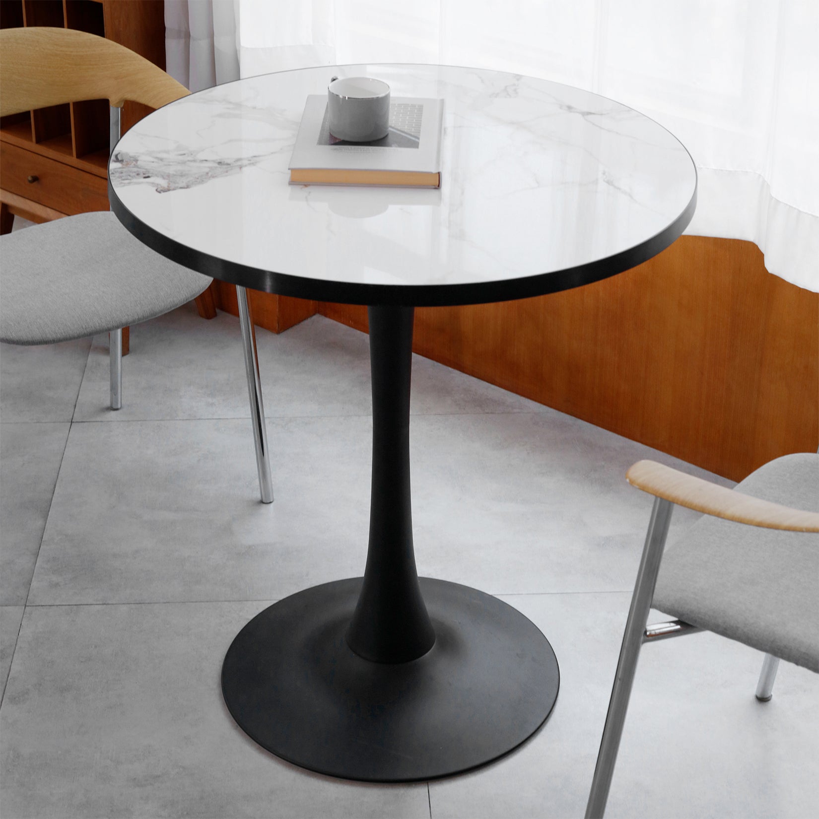 Leisure Dining Table: Round Dining Table No Chairs Sintered Stone Kitchen Coffee Table Pedestal Base