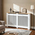FATIVO Radiator Cover | Intenal Height 90.5cm | Vertical Slatted White Radiator Cover w/ Wood-grain Top, MDF Heater Cover