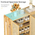 Bamboo Shoe Cabinet: 6 Tier Shelves Shoe Storage Cabinet with Hollow Doors Shoe Rack for Entryway