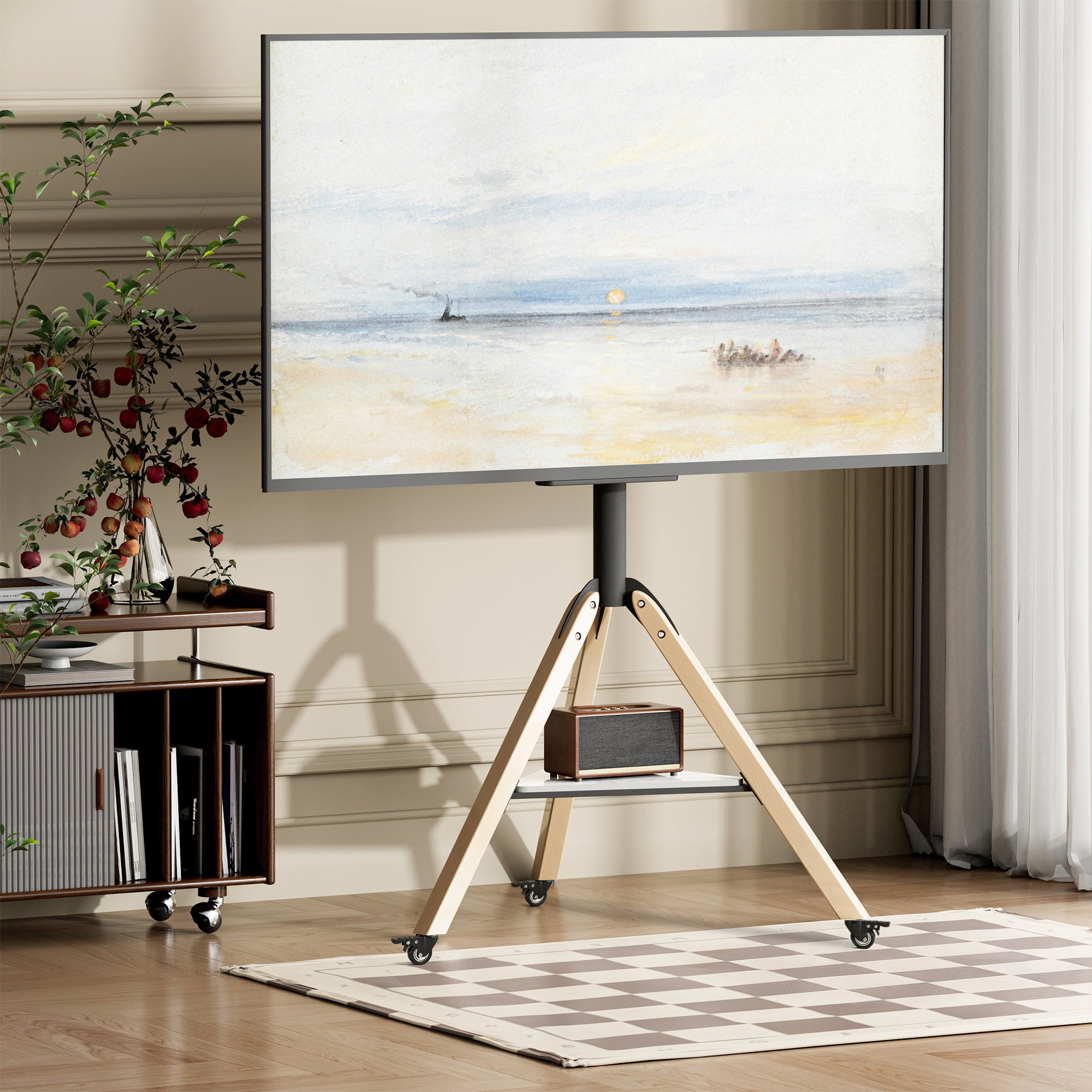 Rolling Tripod TV Floor Stand for 40”-75” TV Bracket on Wheels VESA 600*400mm