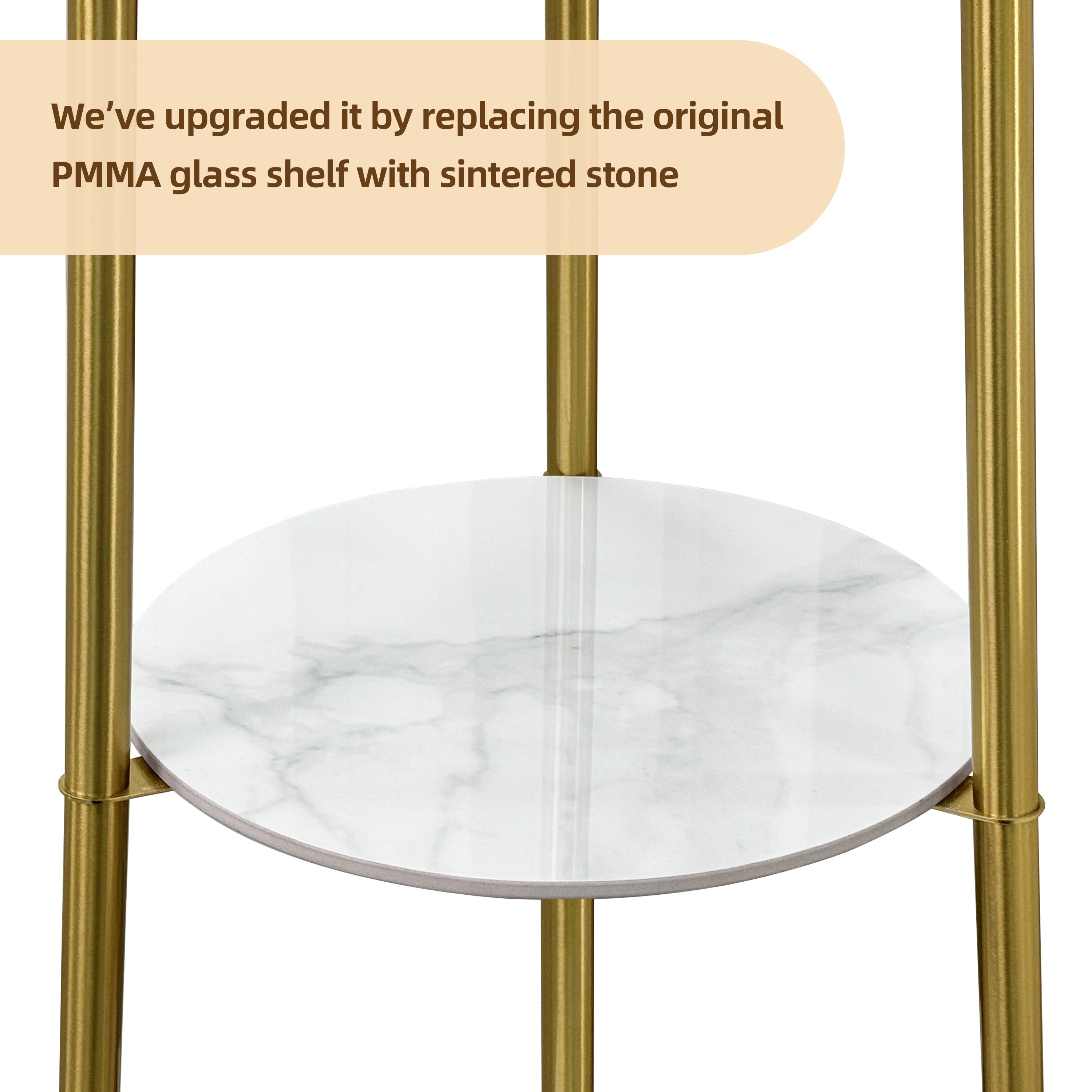 Tripod Led Floor Lamp: Modern Free Standing Floor Lamp with Sintered Stone Shelves