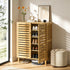 2/3 Doors Bamboo Shoes Storage Cabinet with Slatted Doors & Shelves for Entryway, Hallway