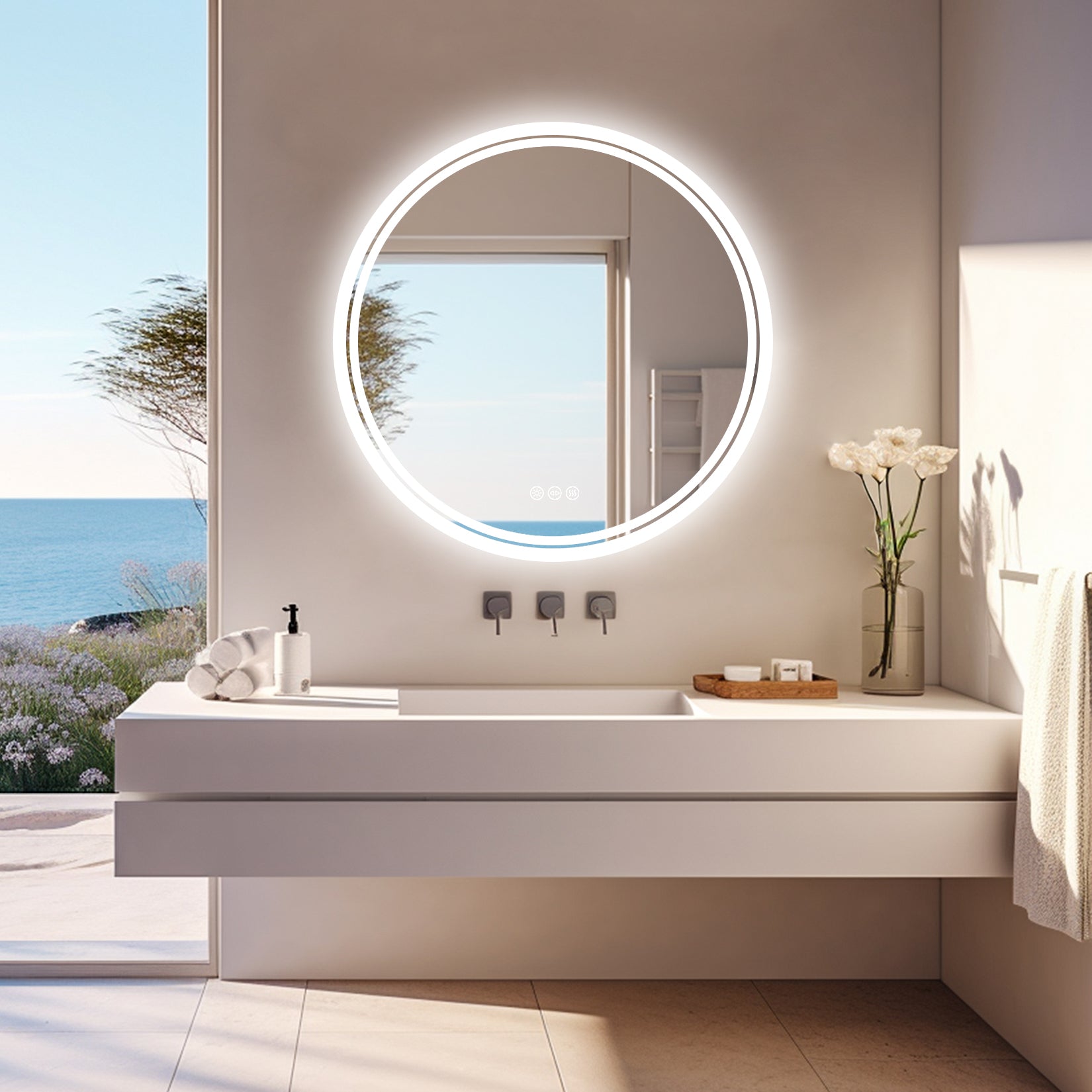 Dimmable Round Led Bathroom Mirror