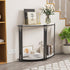 Half Moon Console Table with Open Shelf Sintered Stone-top Living Room Hallway Storage Table