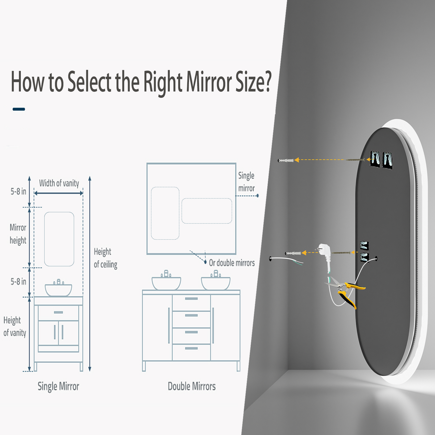Oval LED Bathroom Mirror with Backlit