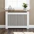 FATIVO Radiator Cover | Intenal Height 90.5cm | Vertical Slatted White Radiator Cover w/ Wood-grain Top, MDF Heater Cover