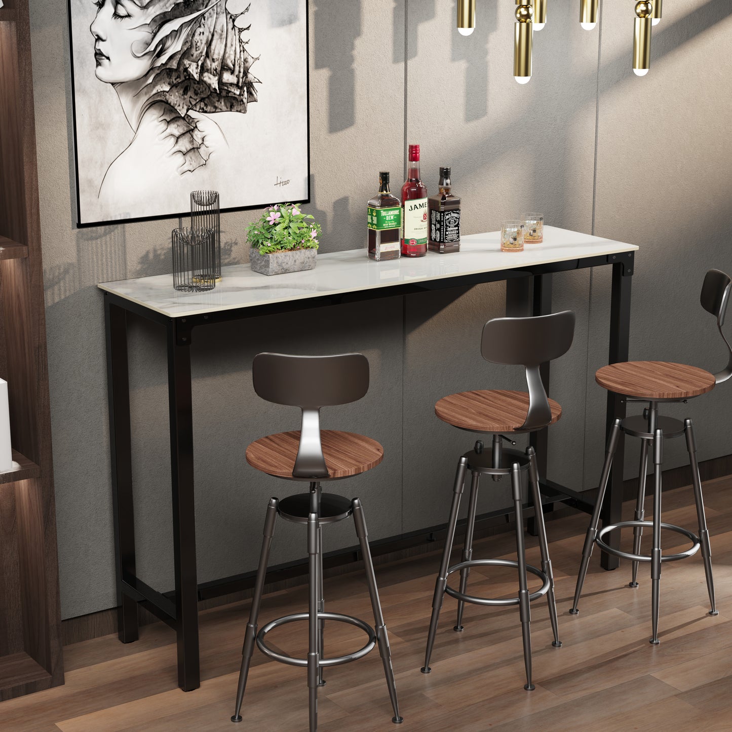 41.4” Tall Rectangular Bar Table Countertop Pub Table
