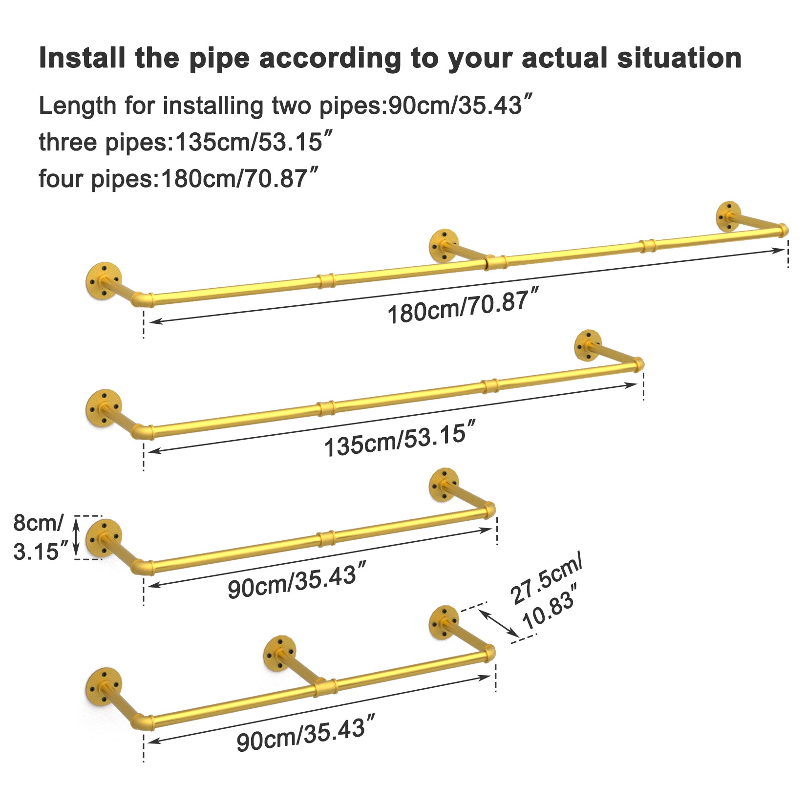 70.8” Industrial Pipe Clothes Rack Detachable Hanging Bar