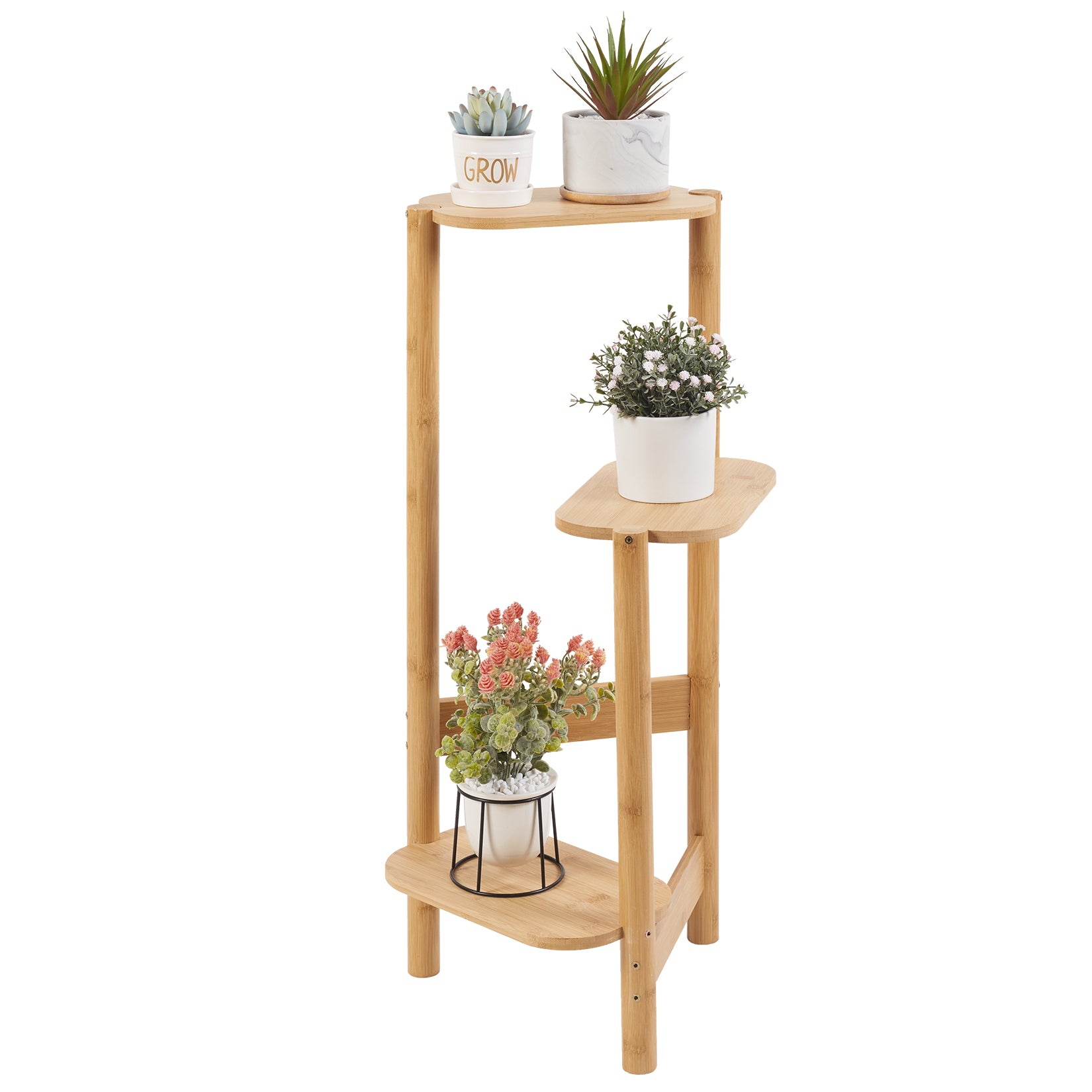 Tall Bamboo Wood Corner Plant Rack Stand