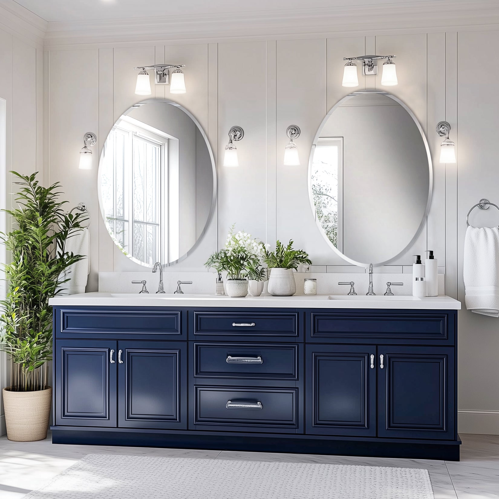 Frameless Oval Wall Glass Mirror Bathroom Silver Vanity Mirror