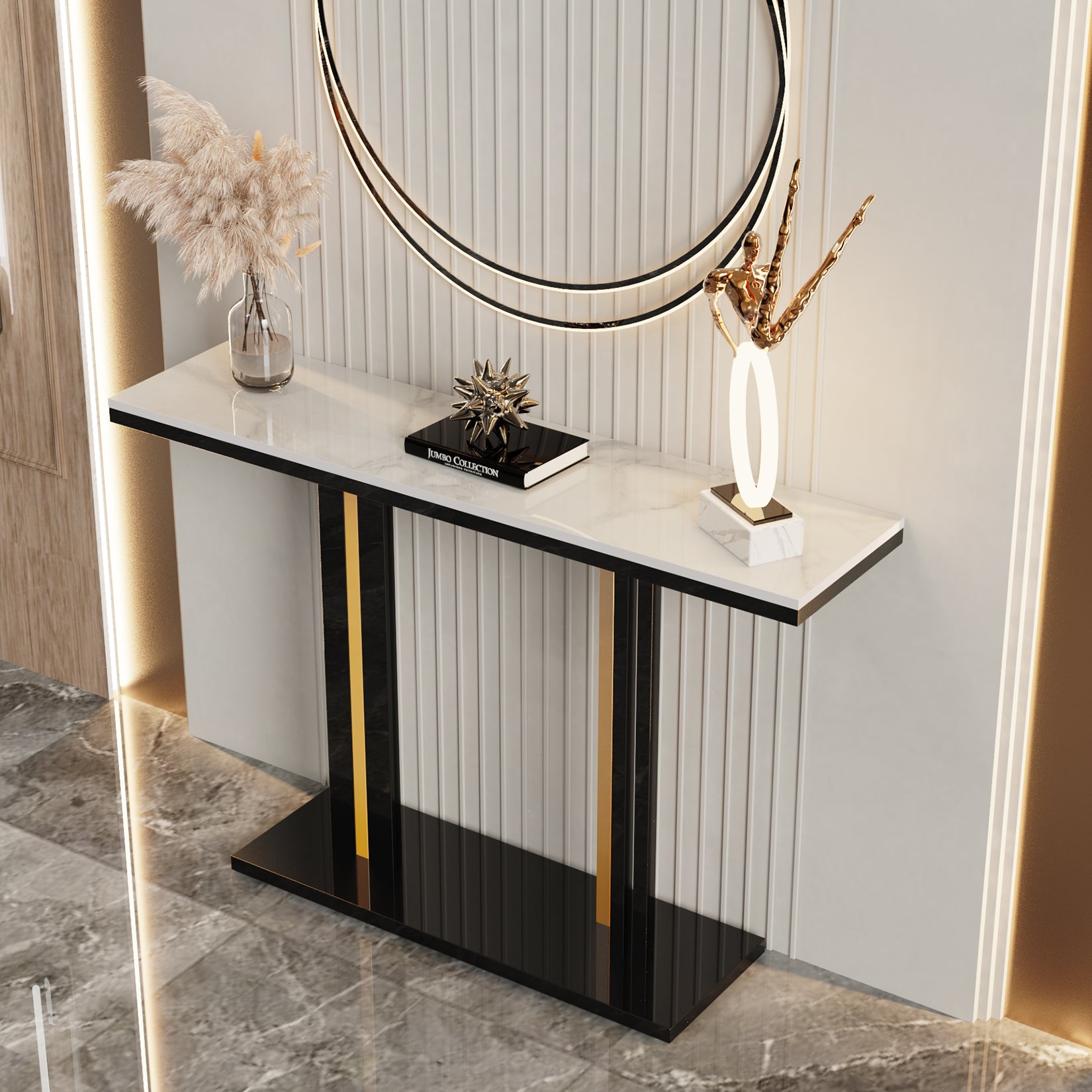 Stylish Console Table Sintered Stone Top for Entry