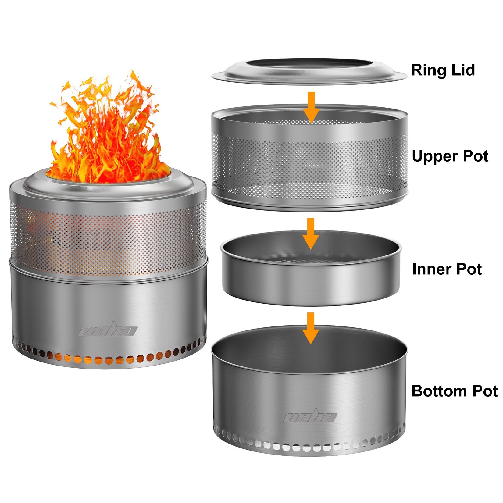 Outdoor Stainless Steel Camping Fire Pit Stove for Firewood Burning