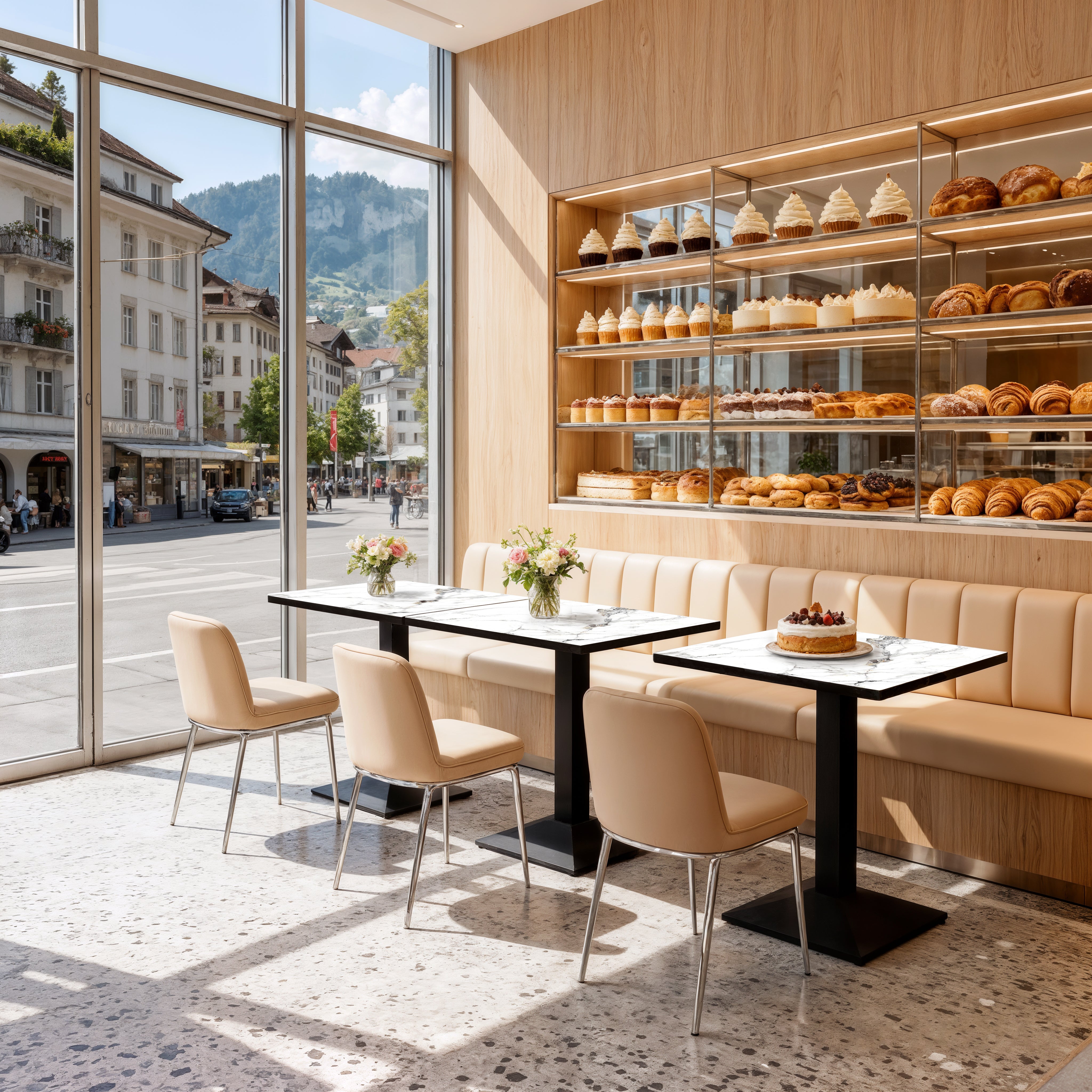 Square Kitchen Dining Table No Chairs Sintered Stone Top Leisure Bistro Tulip Table for 2-4 People