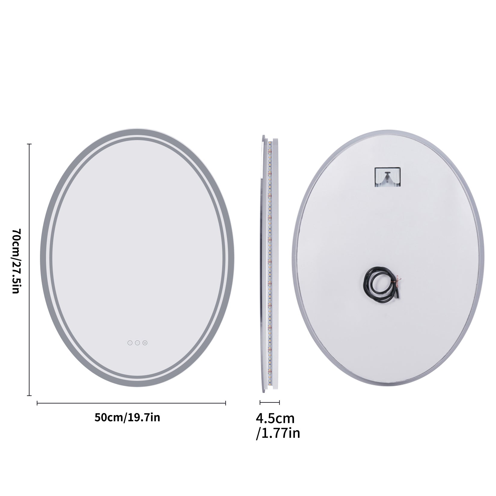 Oval Dimmable Backlight Lighted Bathroom Mirror