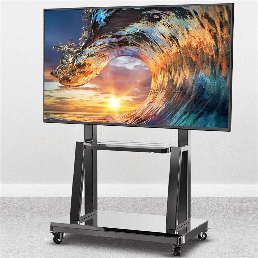 Heavy Duty TV Cart Trolley Floor TV Stand on Wheels for 32" 85" 90" 95" 98" 100" , Mobile TV Stand