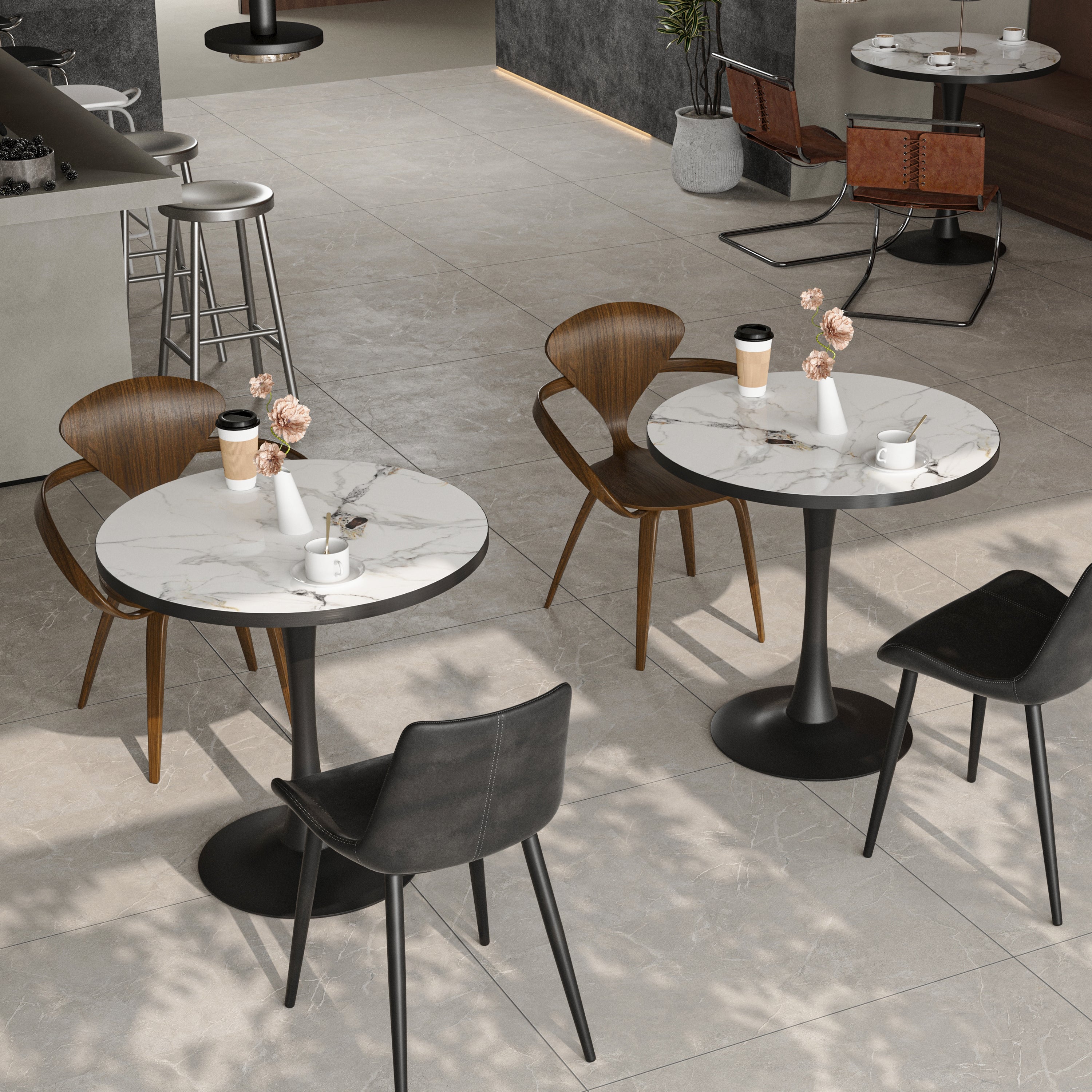 Leisure Dining Table: Round Dining Table No Chairs Sintered Stone Kitchen Coffee Table Pedestal Base
