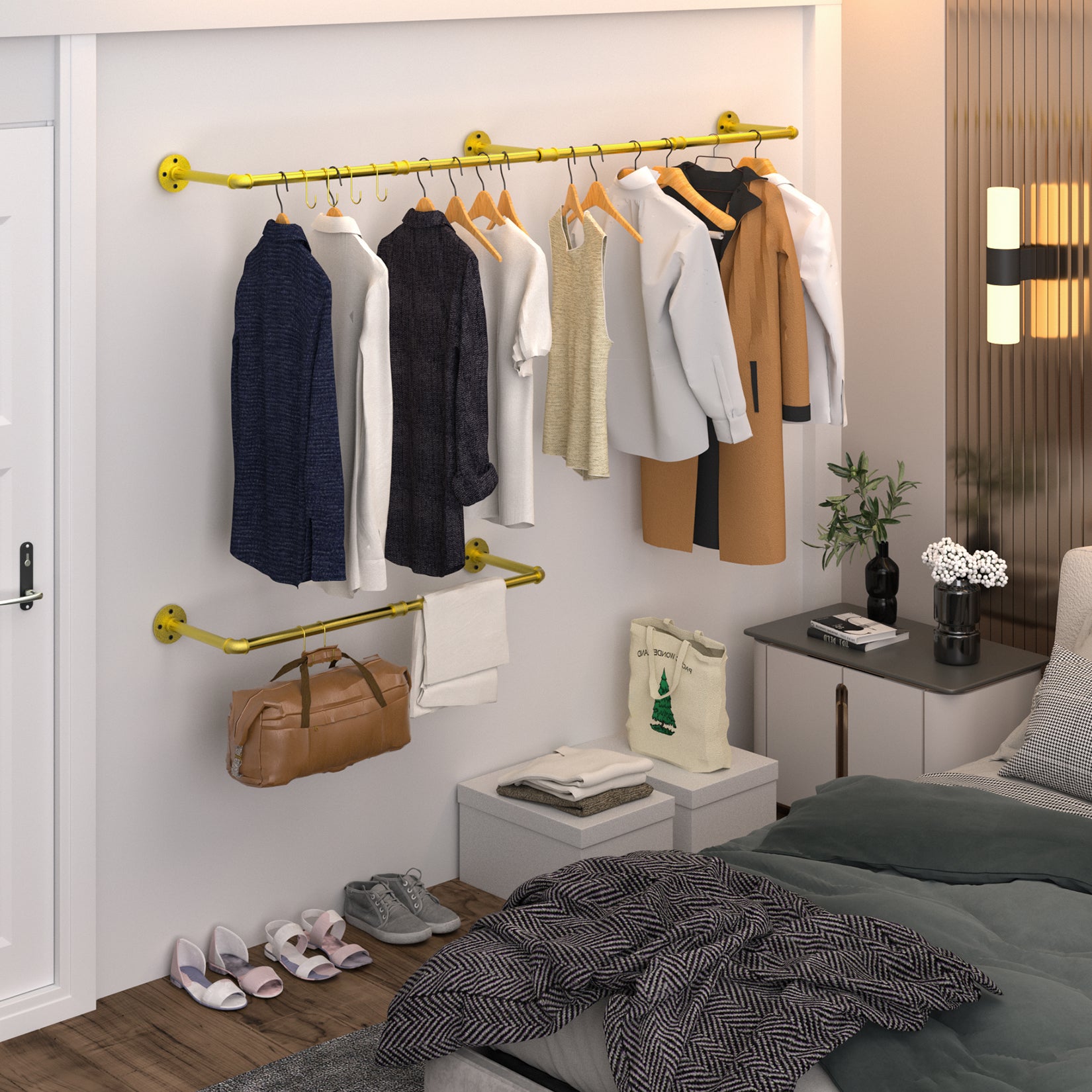 Industrial Pipe Clothes Rack - 70.8 Long, Detachable Hanging Bar WisFor Industrial Pipe Clothes Rack - 70.8 Long, Detachable Hanging Bar WisFor