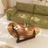 Triangular Glass Center Table Noguchi Coffee Table with Amber-tinted Tempered Glass Top