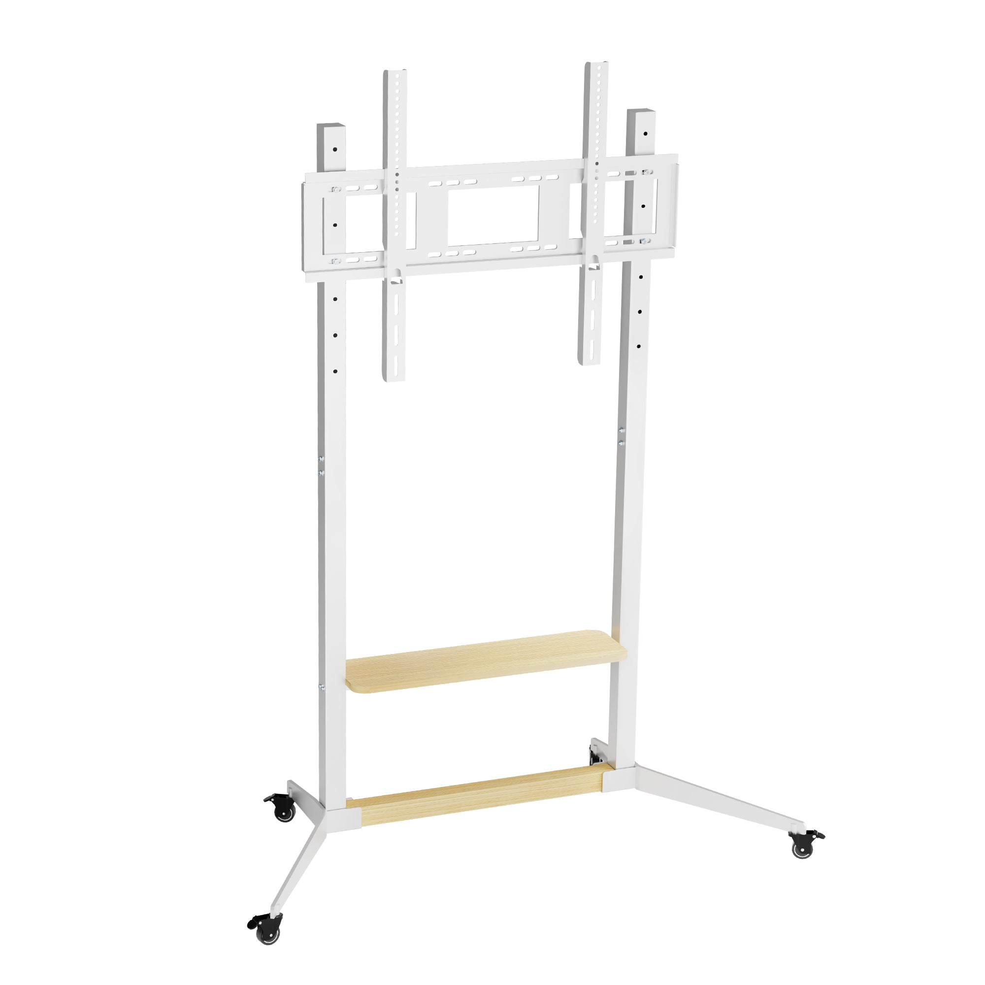 Mobile TV Floor Stand TV Cart 40”-100” TV Mount Stand Load 100KG with Wood Shelf