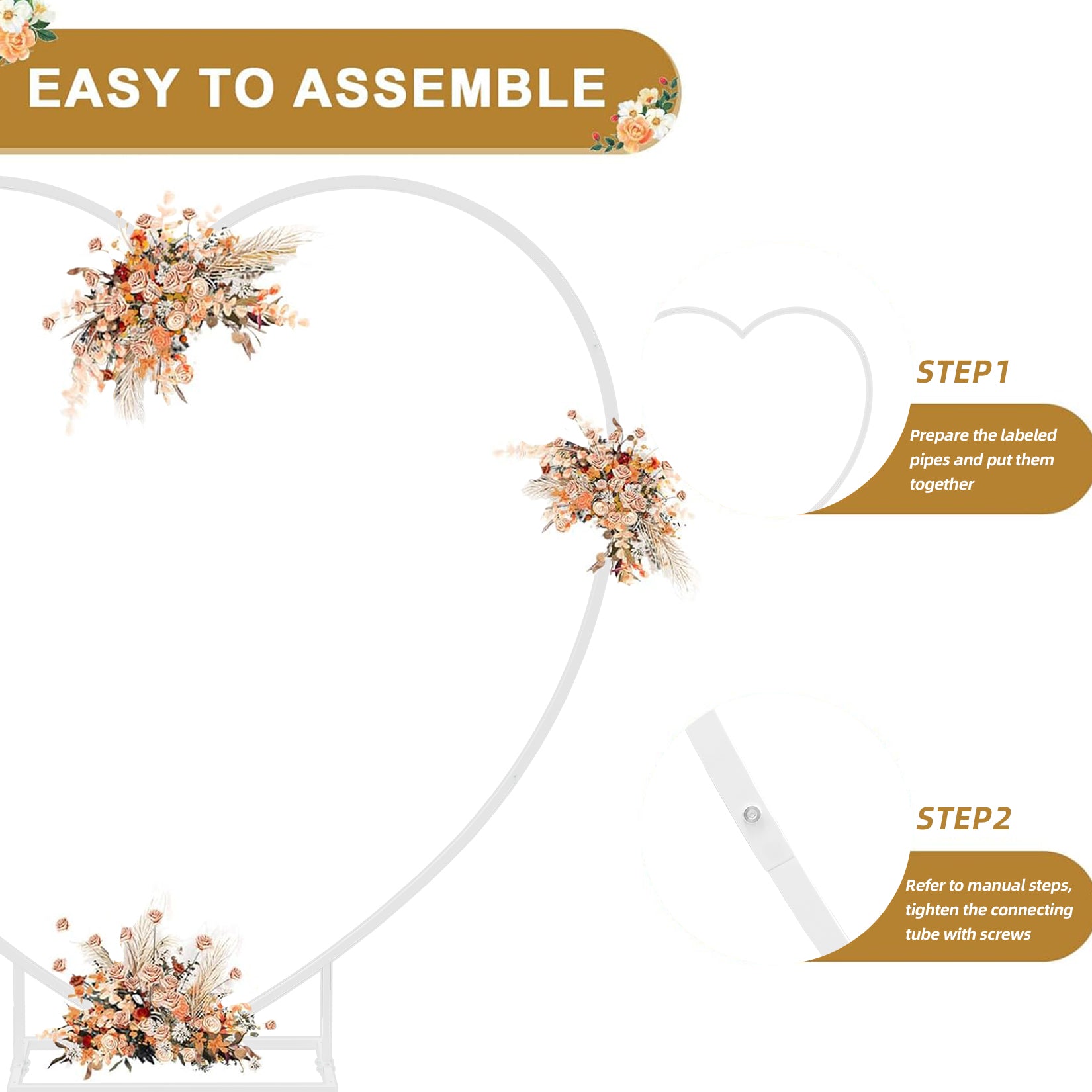 Heavy Duty Heart Shape Wedding Arch Stand Metal Arbor Frame for Wedding Ceremony