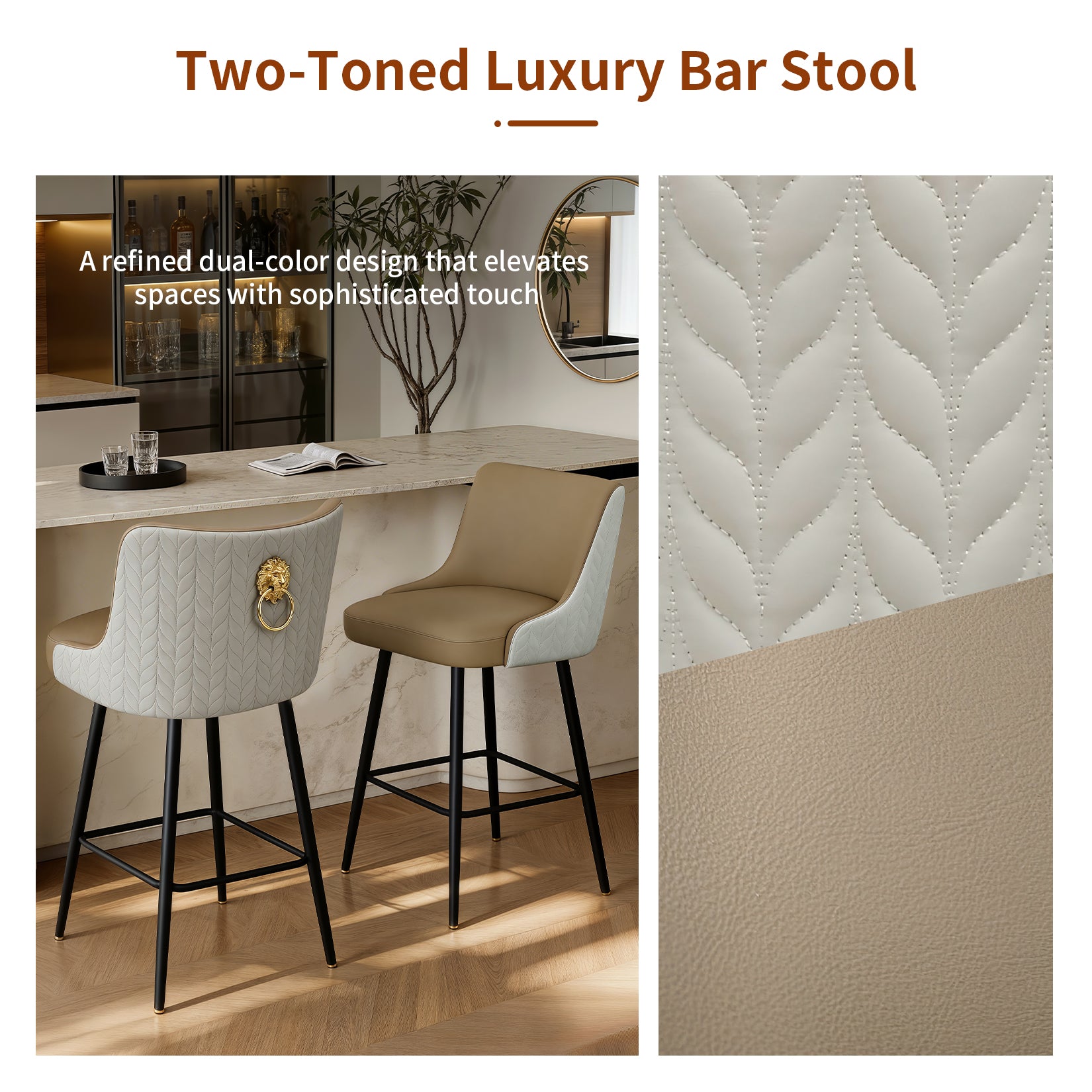 360° Swivel High Bar Stools Upholstered Height Kitchen Island Leather Counter Chair