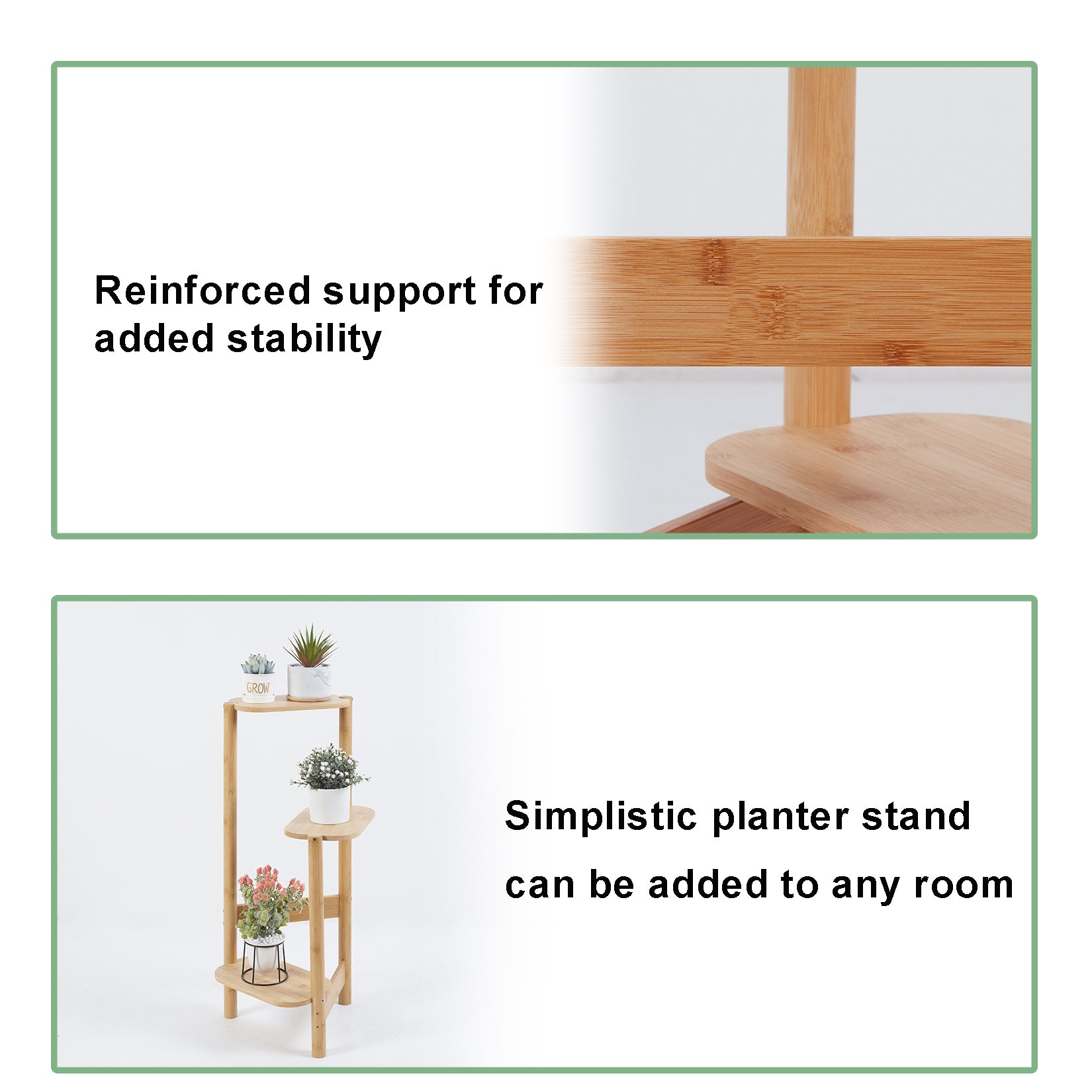 Tall Bamboo Wood Corner Plant Rack Stand