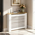 FATIVO Radiator Cover: Internal Height 90.5cm | Horizontal Slatted Radiator Cover with Natural Wood Texture Top, White MDF Wall Heater Cover for Old, Compact Radiators